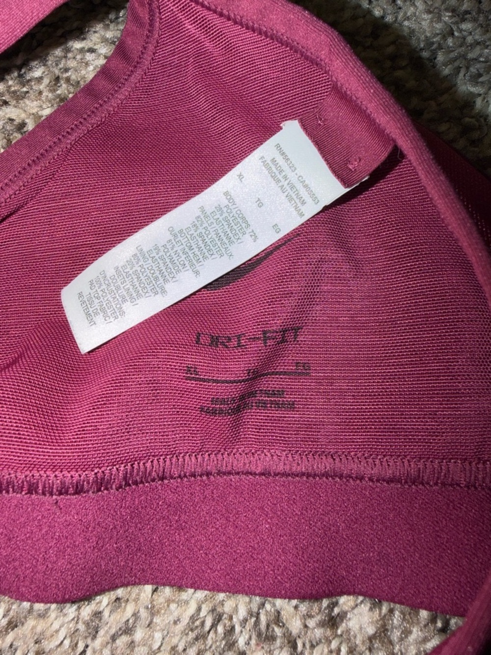 Nike Indy V-Neck Light Support Sports Bra Pink Red Maroon XL - Picture 6 of 6